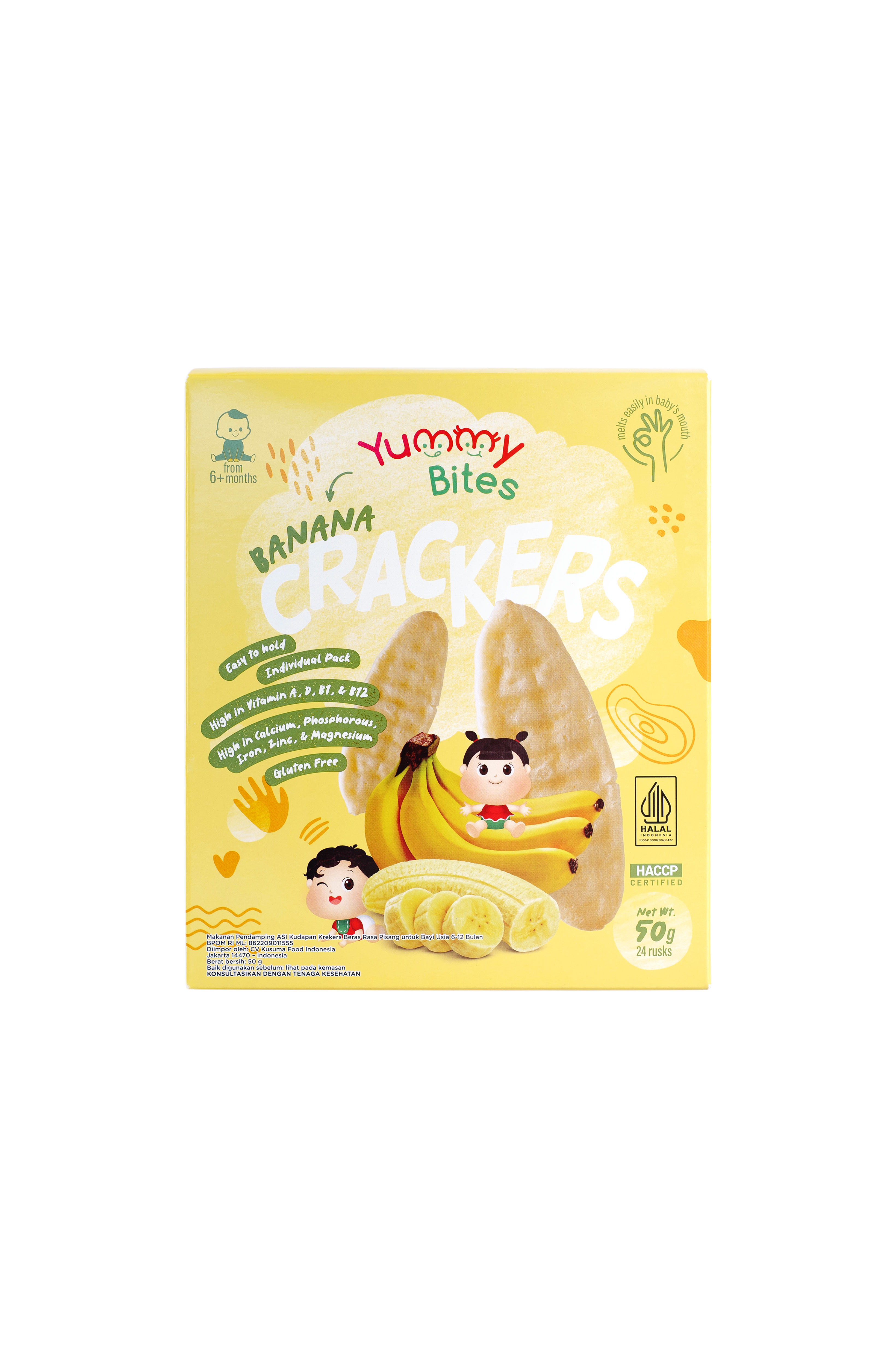 Yummy Bites - Banana Flavored Rice Crackers Net weight 50g 24 pcs