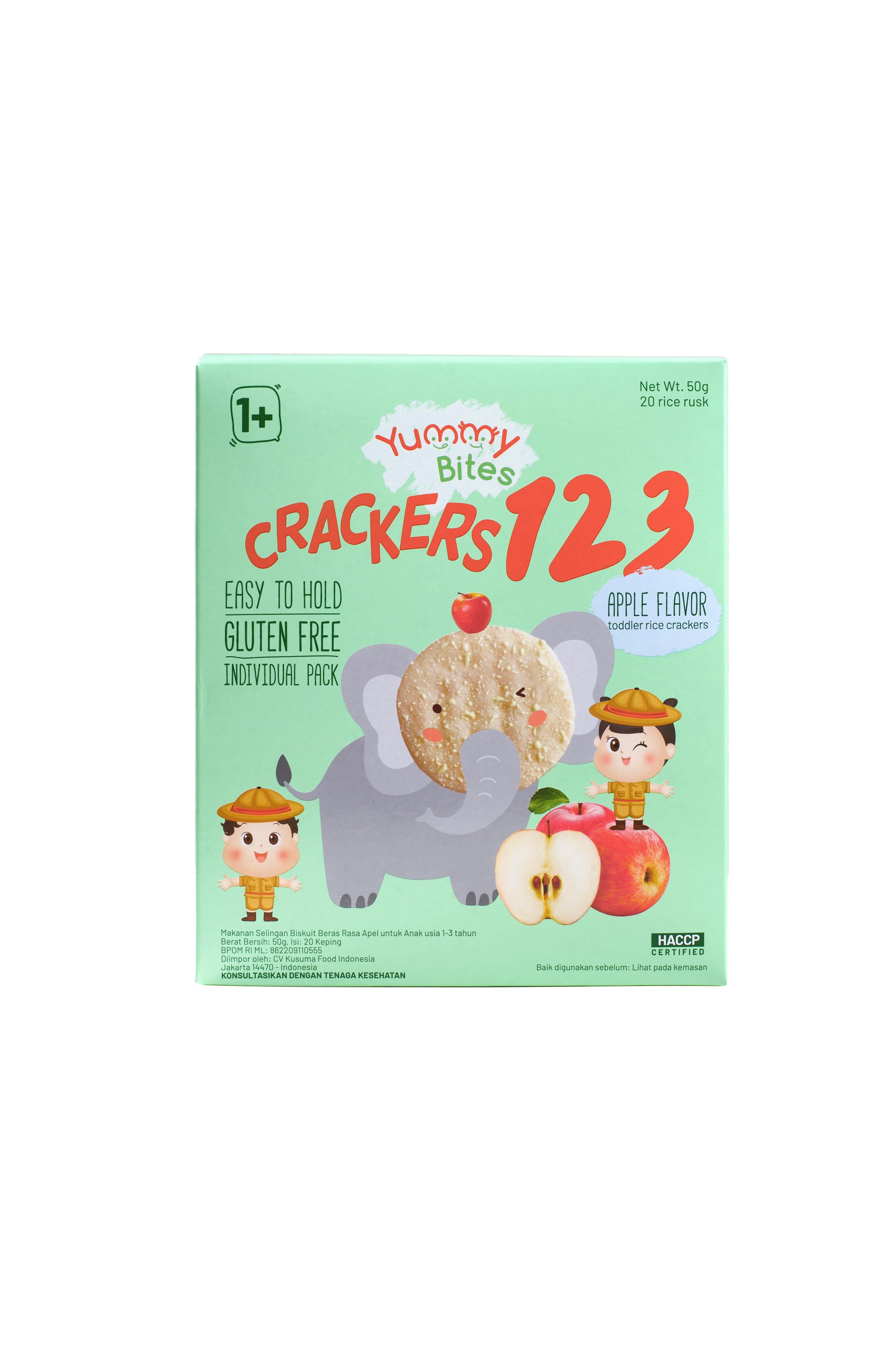 Yummy Bites - 123 Rice Crackers Apple Flavor Net Weight 50g 20pcs