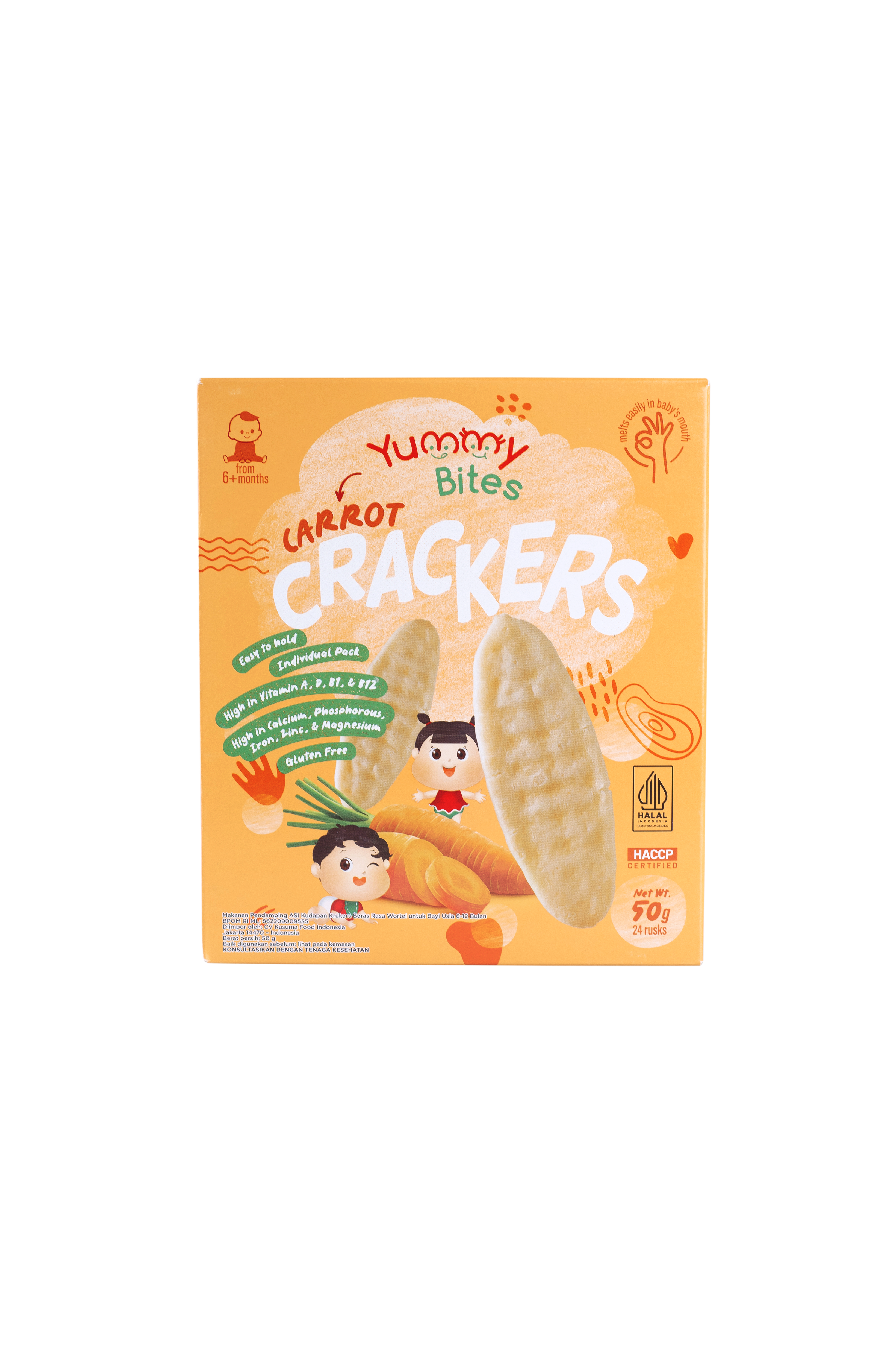 Yummy Bites - Carrot Rice Crackers Net Weight 50g 24 pcs