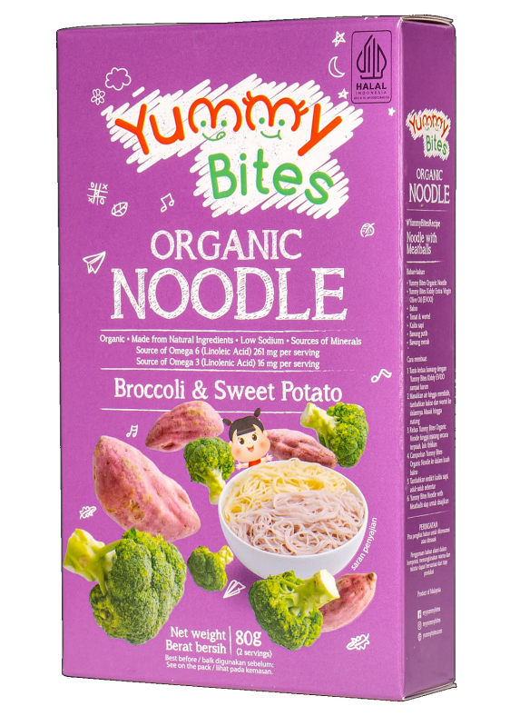 Yummy Bites - ORGANIC NOODLE - Broccoli  & Sweet Potato Net Wt.80g ( 2 servings )